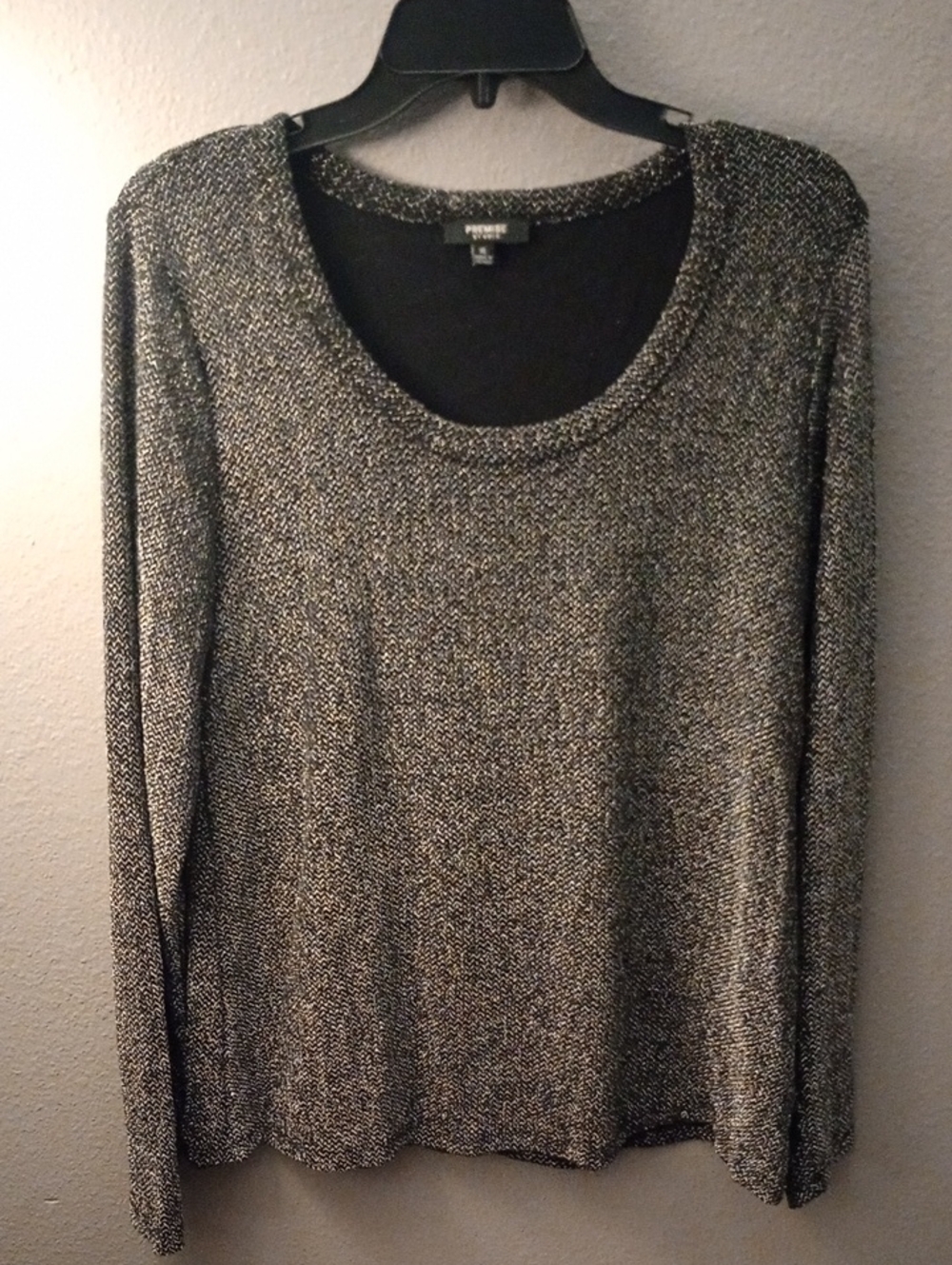 Petite Sophisticate metallic black & silver knit top